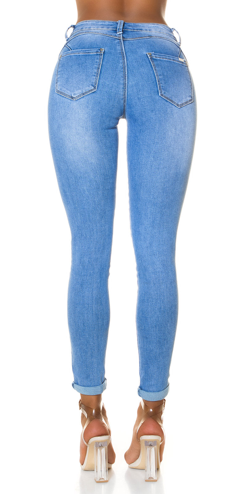 Modne jeansy push up z wysokim stanem