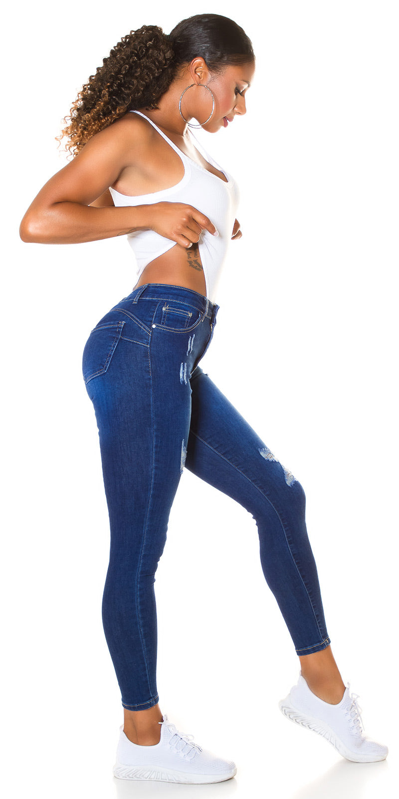 Seksowne jeansy push up z wysokim stanem