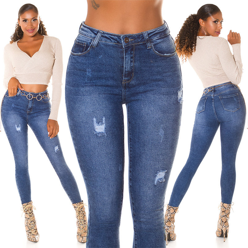 Seksowne jeansy skinny z wysokim stanem