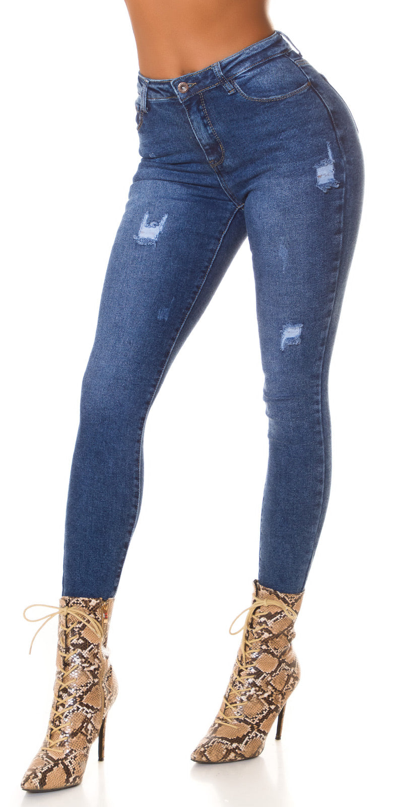 Seksowne jeansy skinny z wysokim stanem