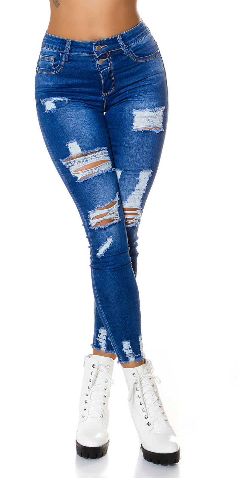 Seksowne jeansy skinny z wysokim stanem