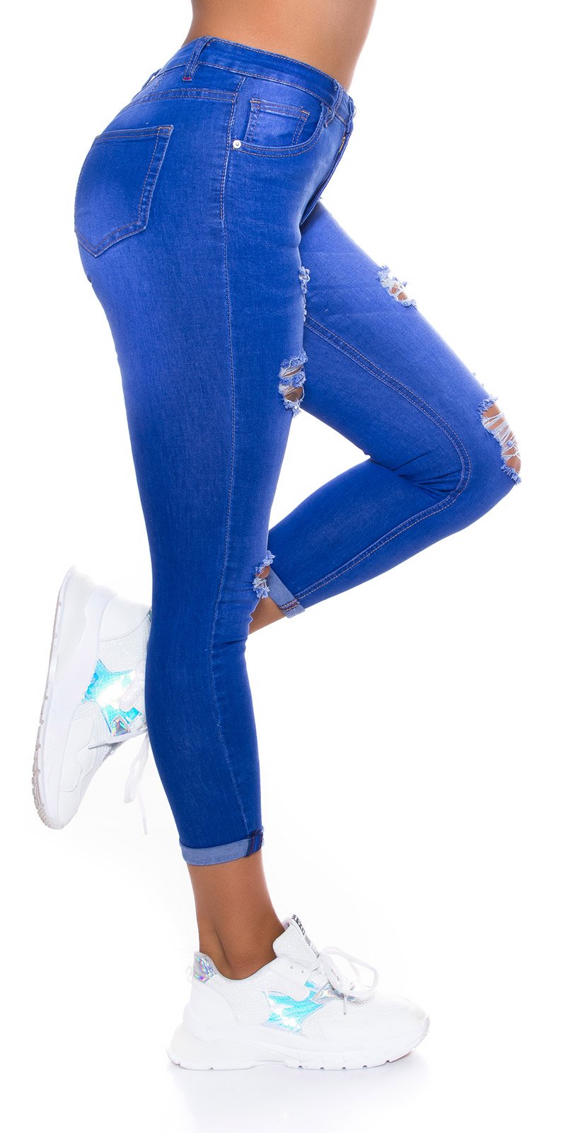 Seksowne dżinsy super skinny z przetarciami