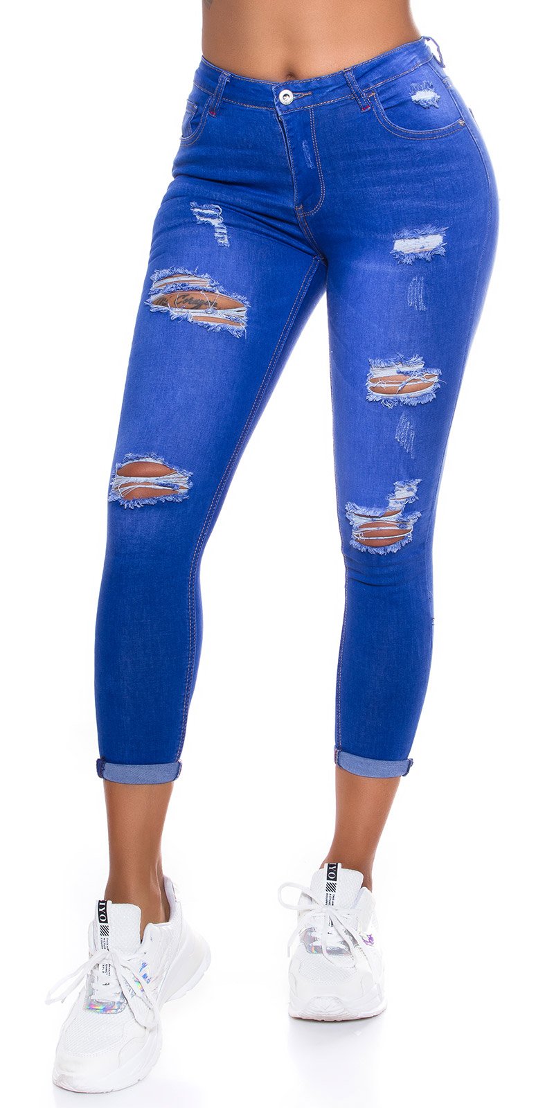 Seksowne dżinsy super skinny z przetarciami