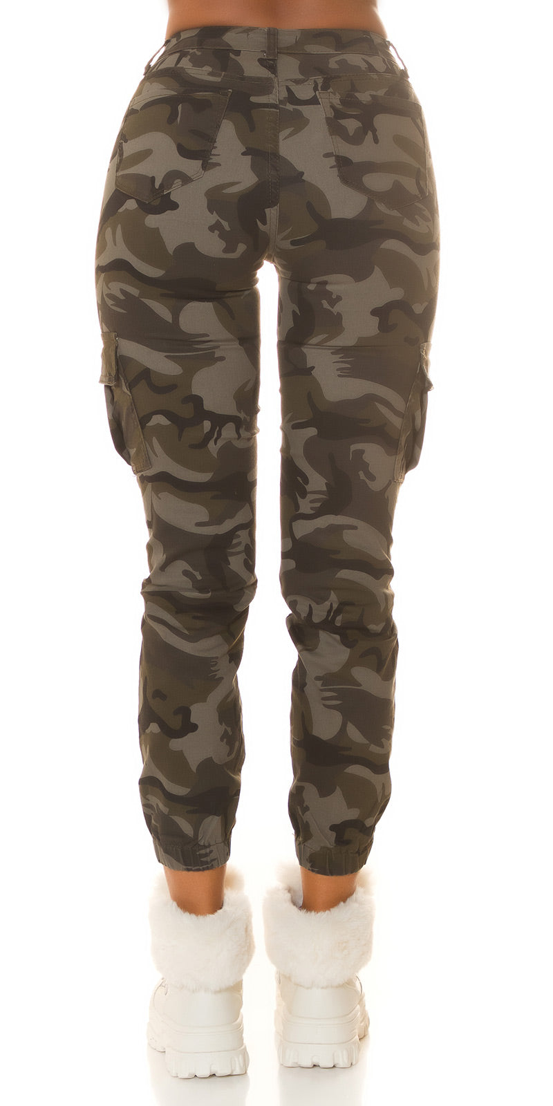 Seksowne dżinsy cargo z wysokim stanem "Army Look"