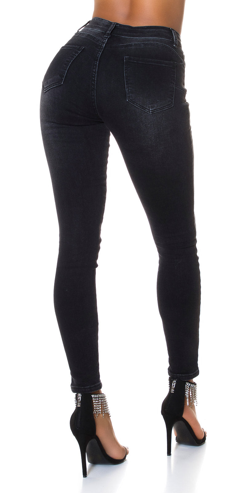 Seksowne jeansy Skinny Jeans push up z ciemnego denimu