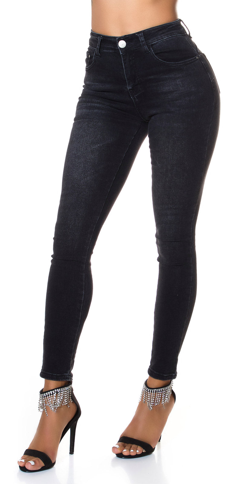 Seksowne jeansy Skinny Jeans push up z ciemnego denimu