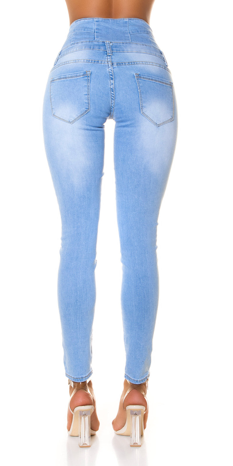 Seksowne jasne jeansy skinny z 5 guzikami