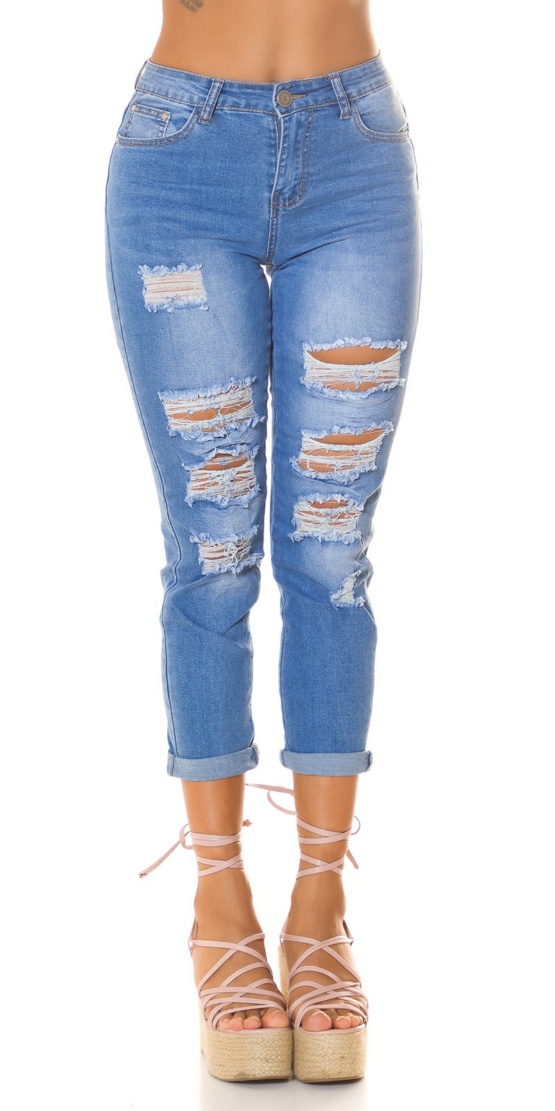 Modne dżinsy z wysokim stanem Mom Fit