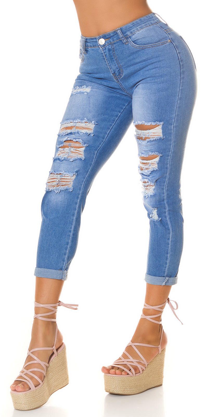 Modne dżinsy z wysokim stanem Mom Fit