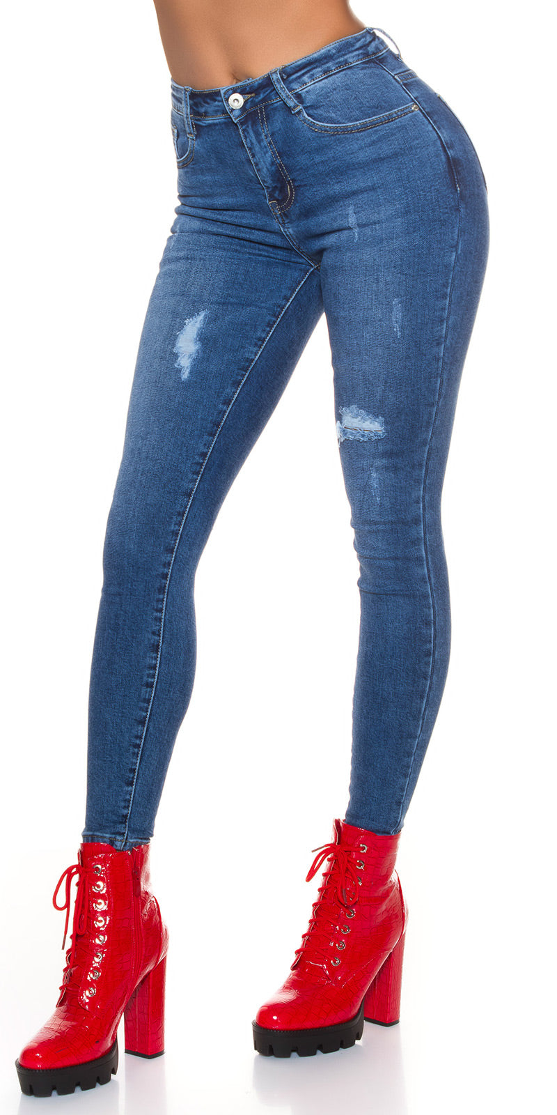 Seksowne dżinsy skinny z wysokim stanem