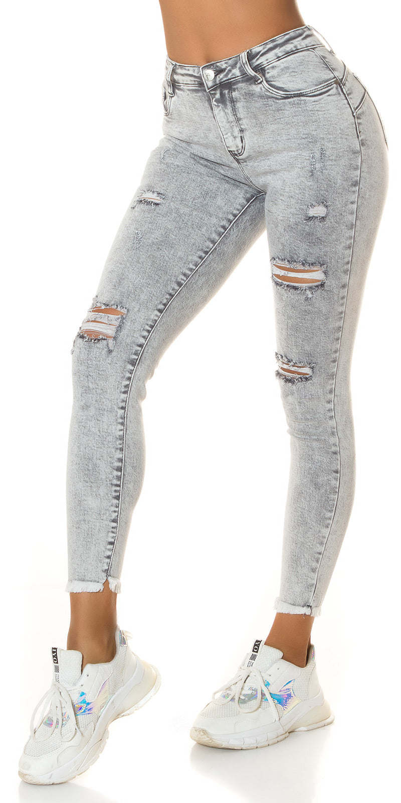 Seksowne jeansy Skinny Jeans w stylu acid wash