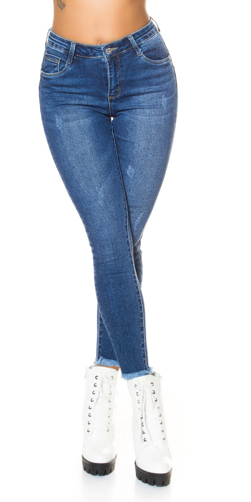 Seksowne jeansy Skinny Shaping Jeans z rozdartym szwem