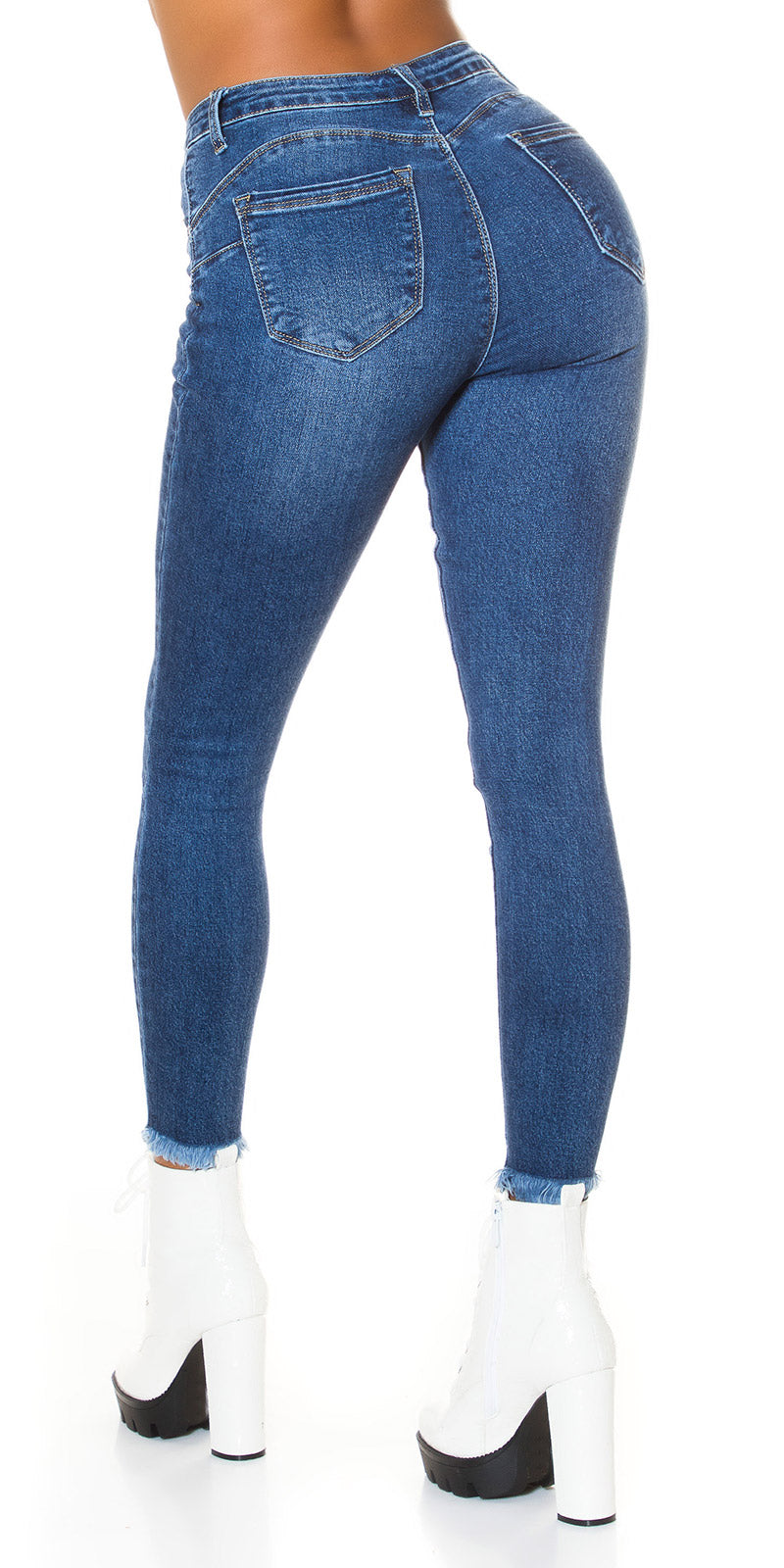 Seksowne jeansy Skinny Shaping Jeans z rozdartym szwem