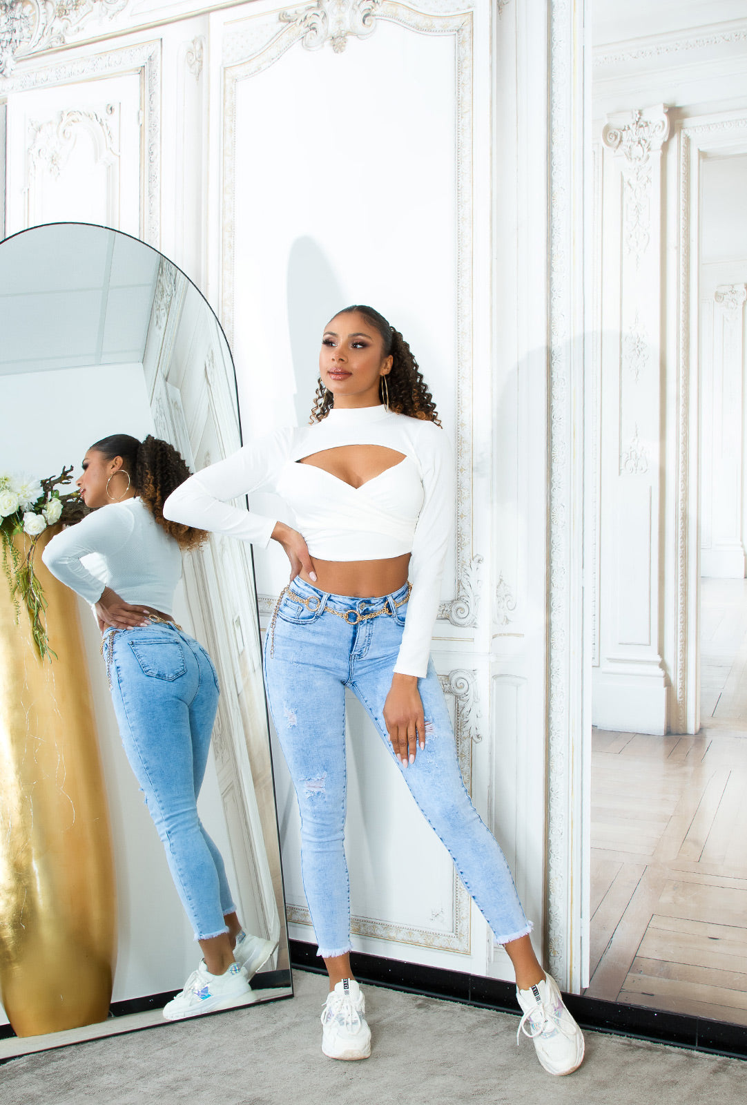 Seksowne jeansy Skinny Jeans w stylu acid wash