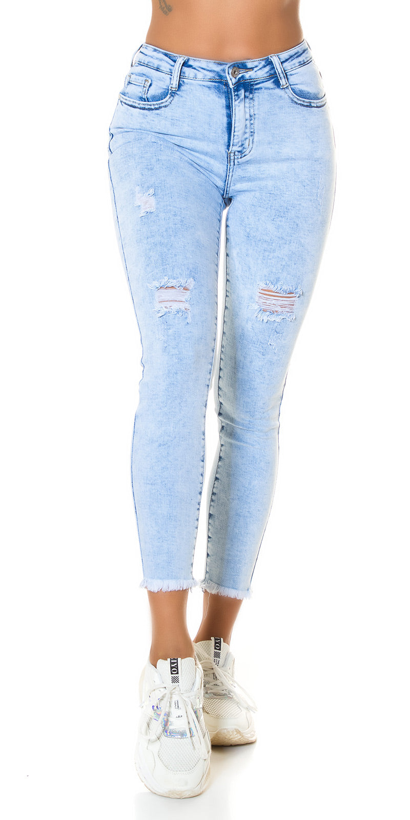 Seksowne jeansy Skinny Jeans w stylu acid wash