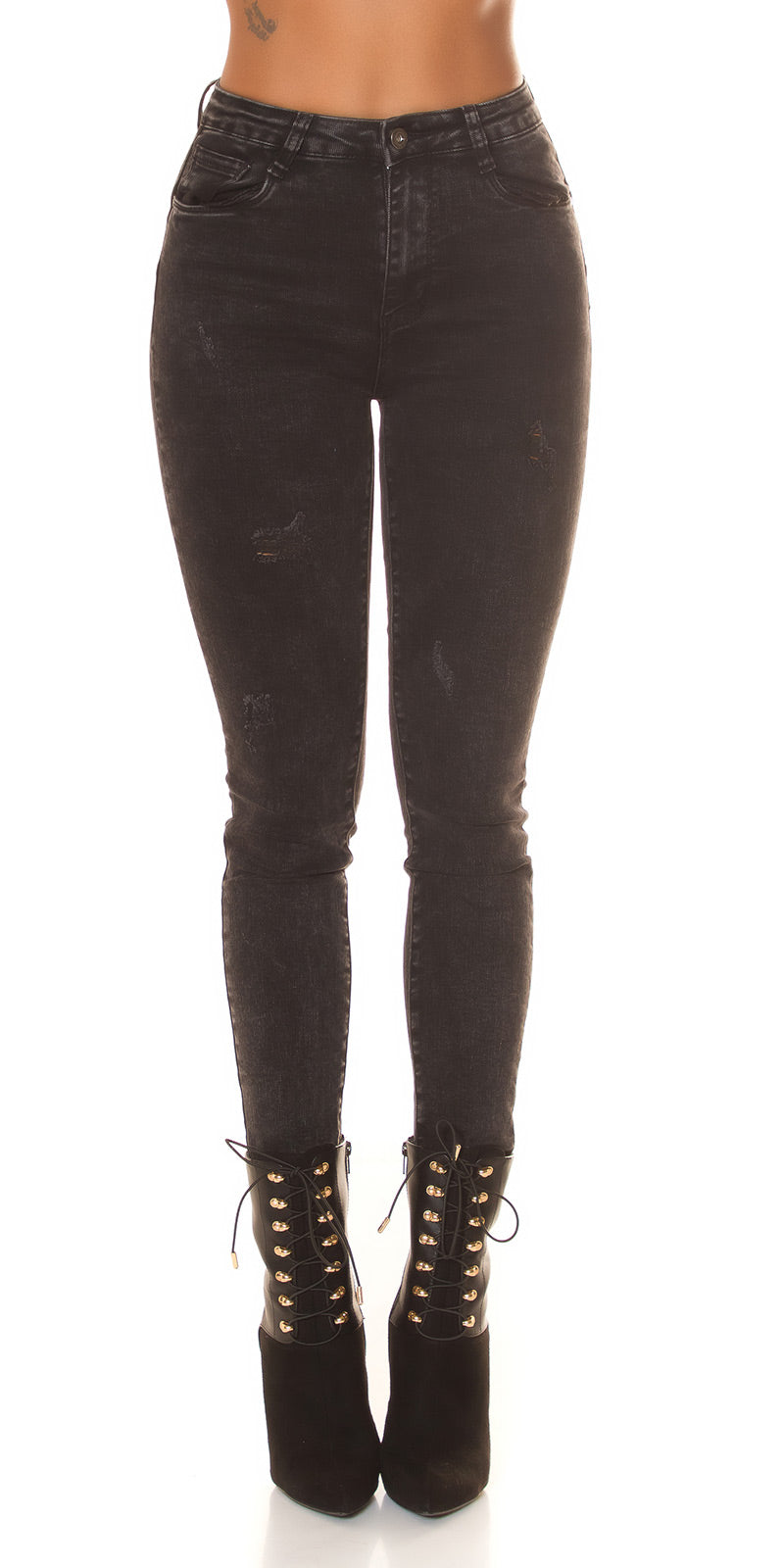 Seksowne jeansy skinny z wysokim stanem i efektem push-up