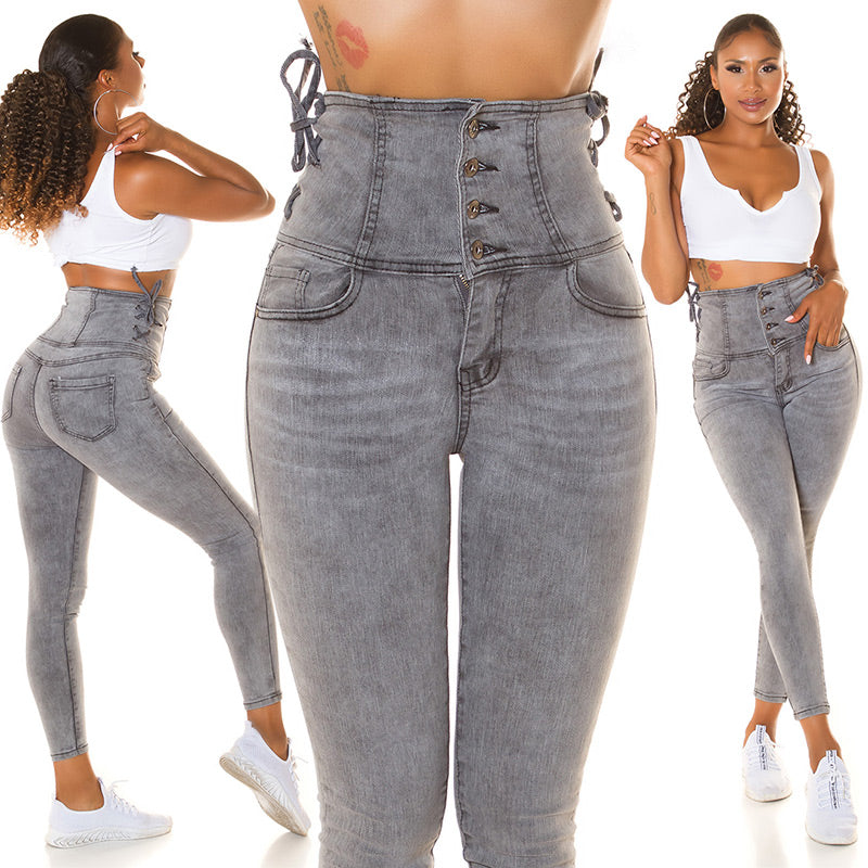 Soo Sexy! Dżinsy Skinny z wysokim stanem i sznurowaniem