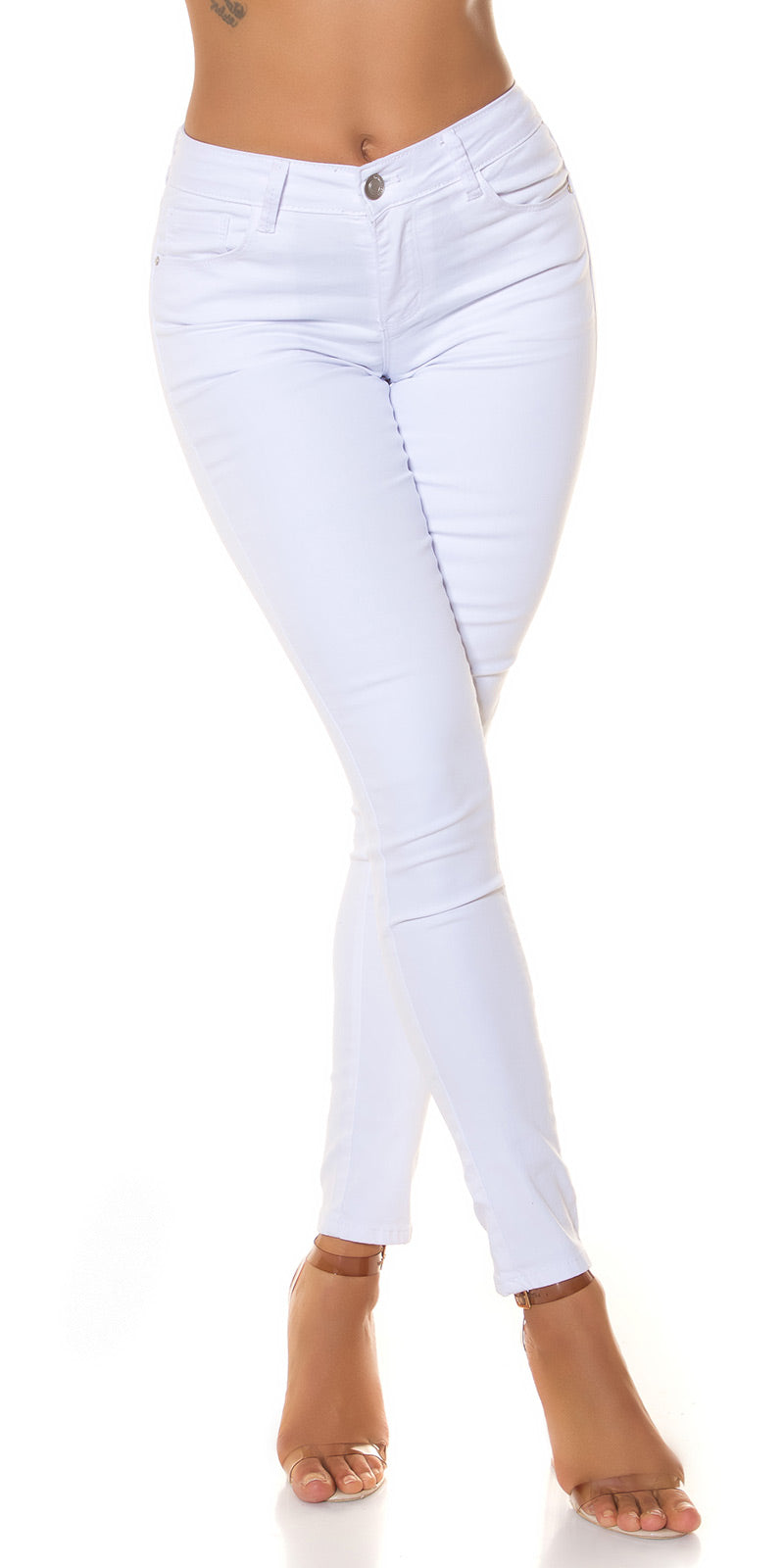 Sexy Musthave białe jeansy z wysokim stanem push up