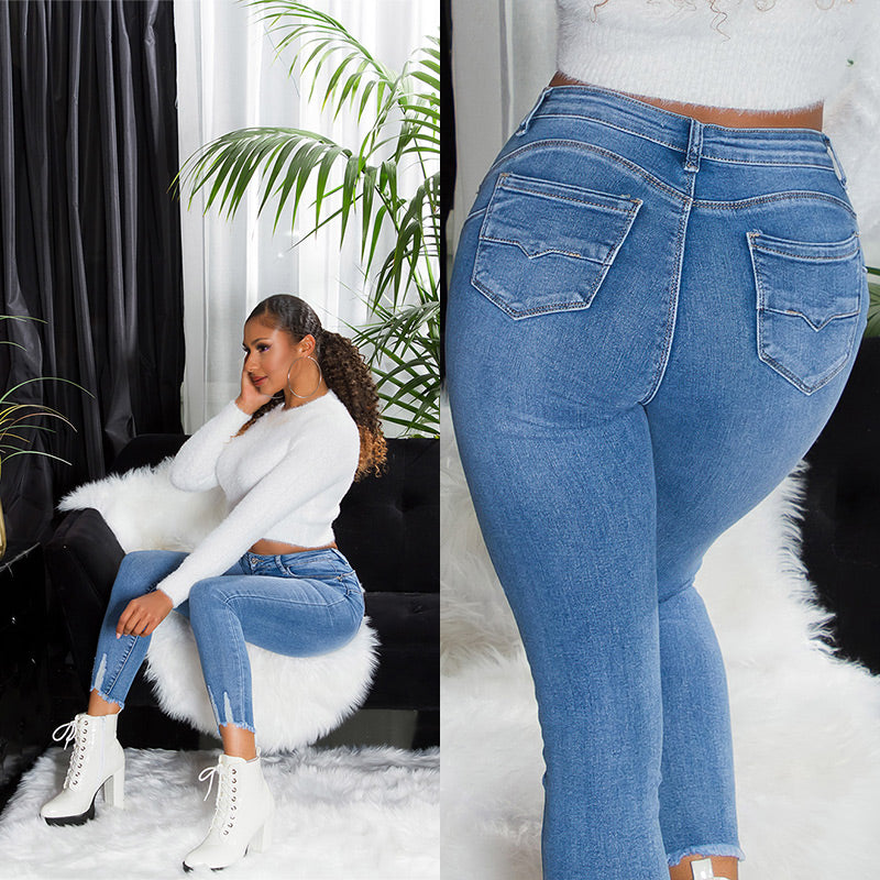 Seksowne jeansy skinny z wysokim stanem