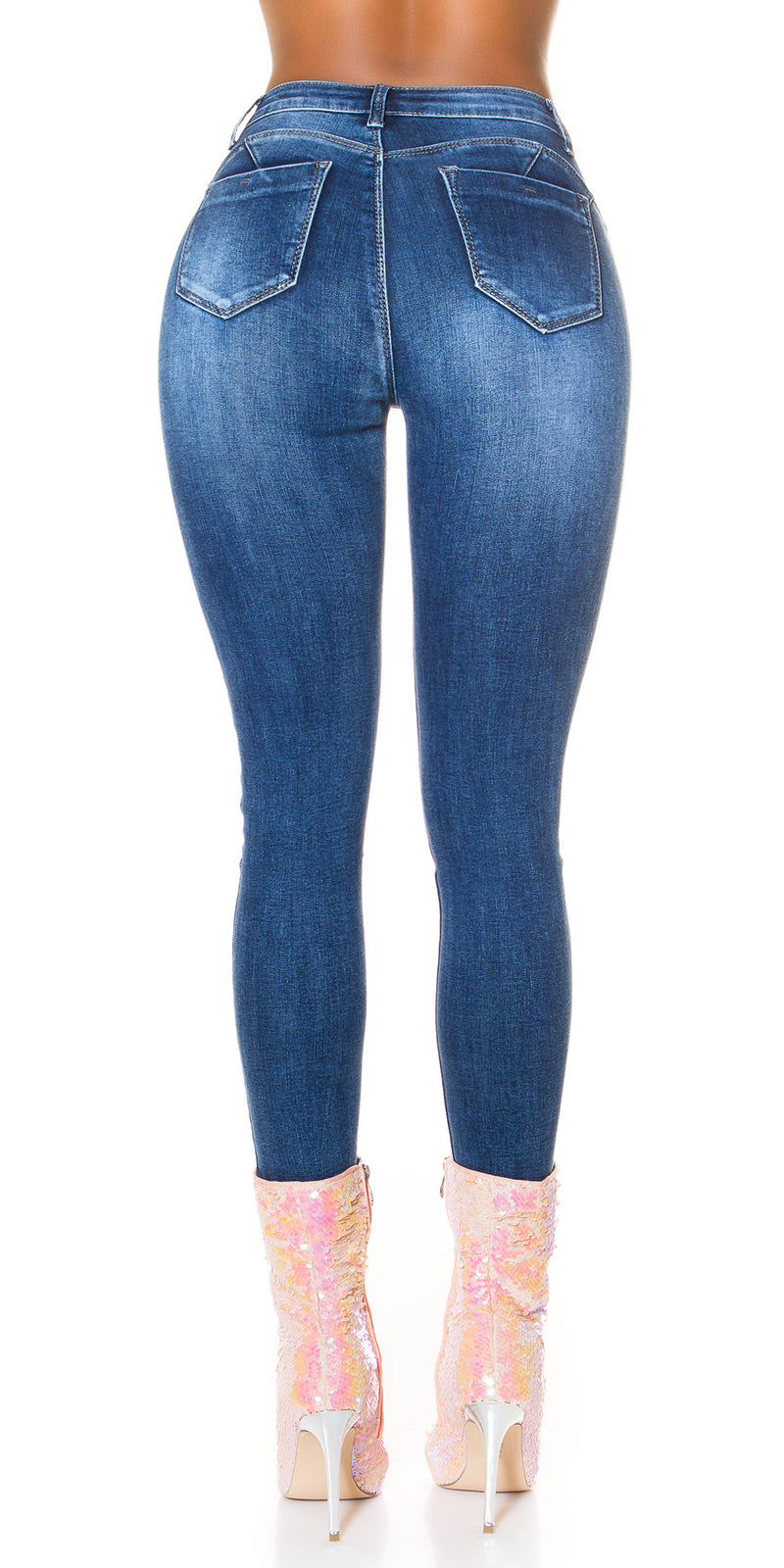 Seksowne jeansy slim fit z wysoką talią