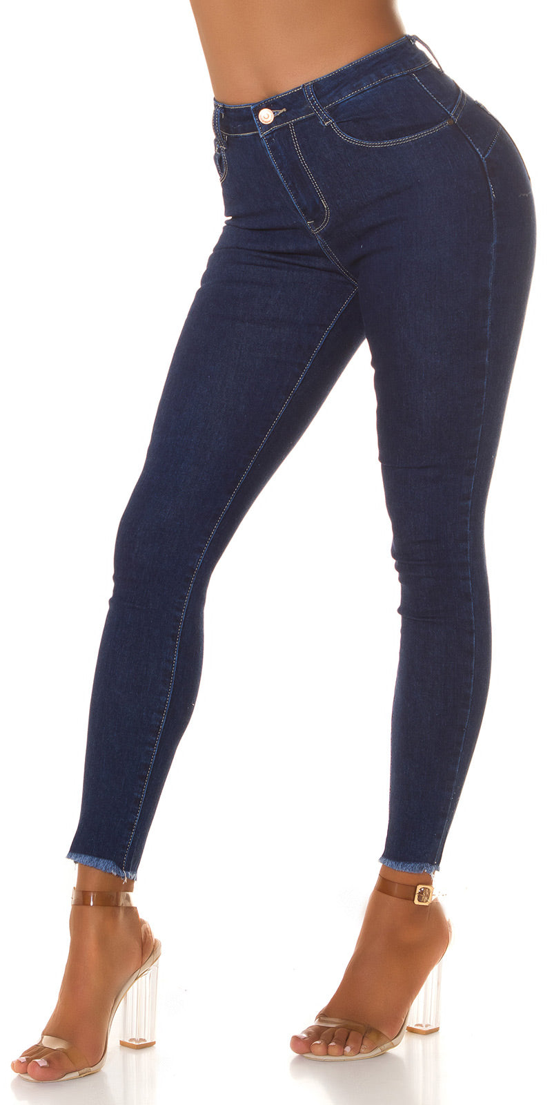 Seksowne jeansy push up z ciemnego denimu