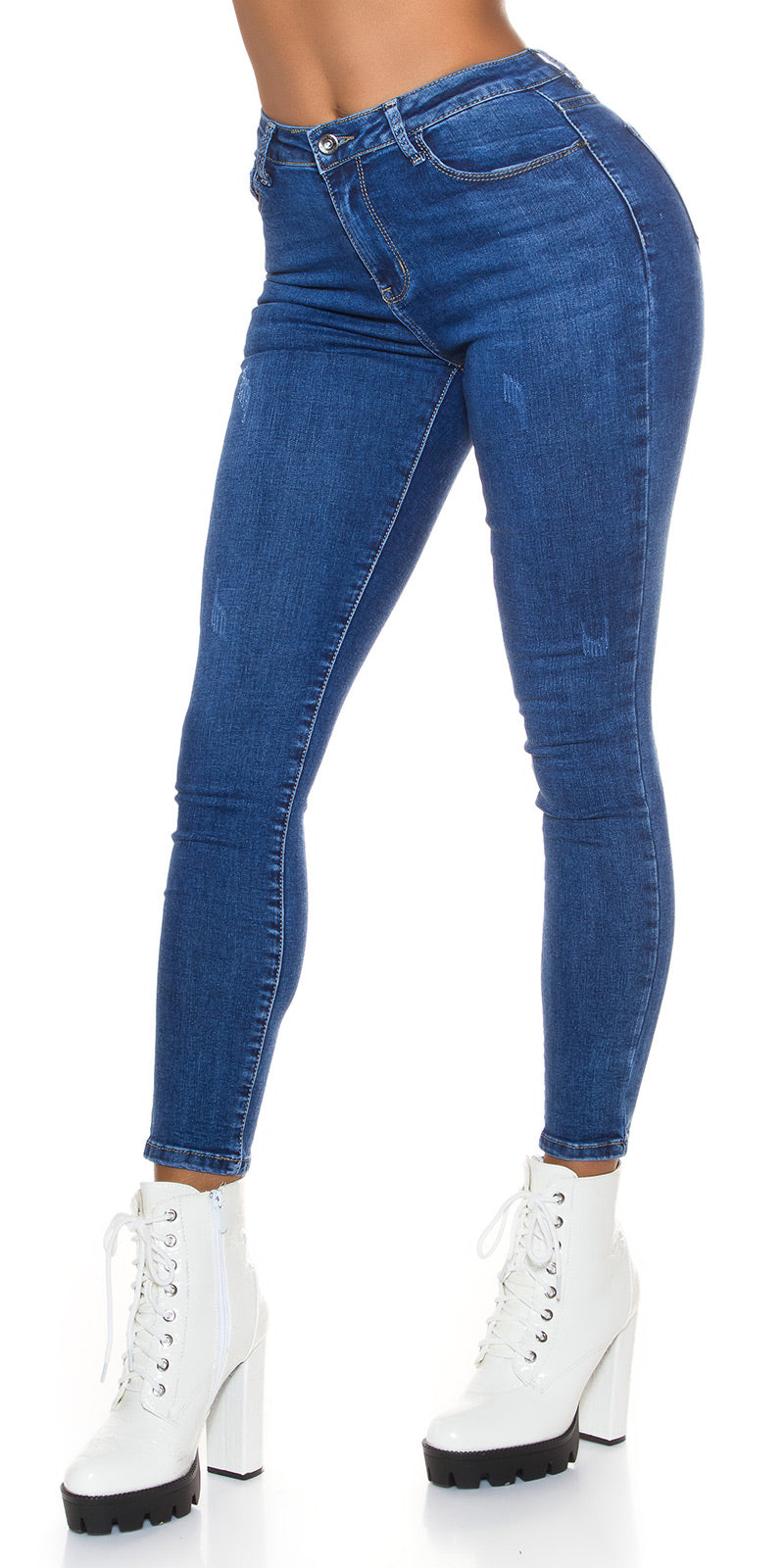 Seksowne klasyczne jeansy skinny z wysoką talią