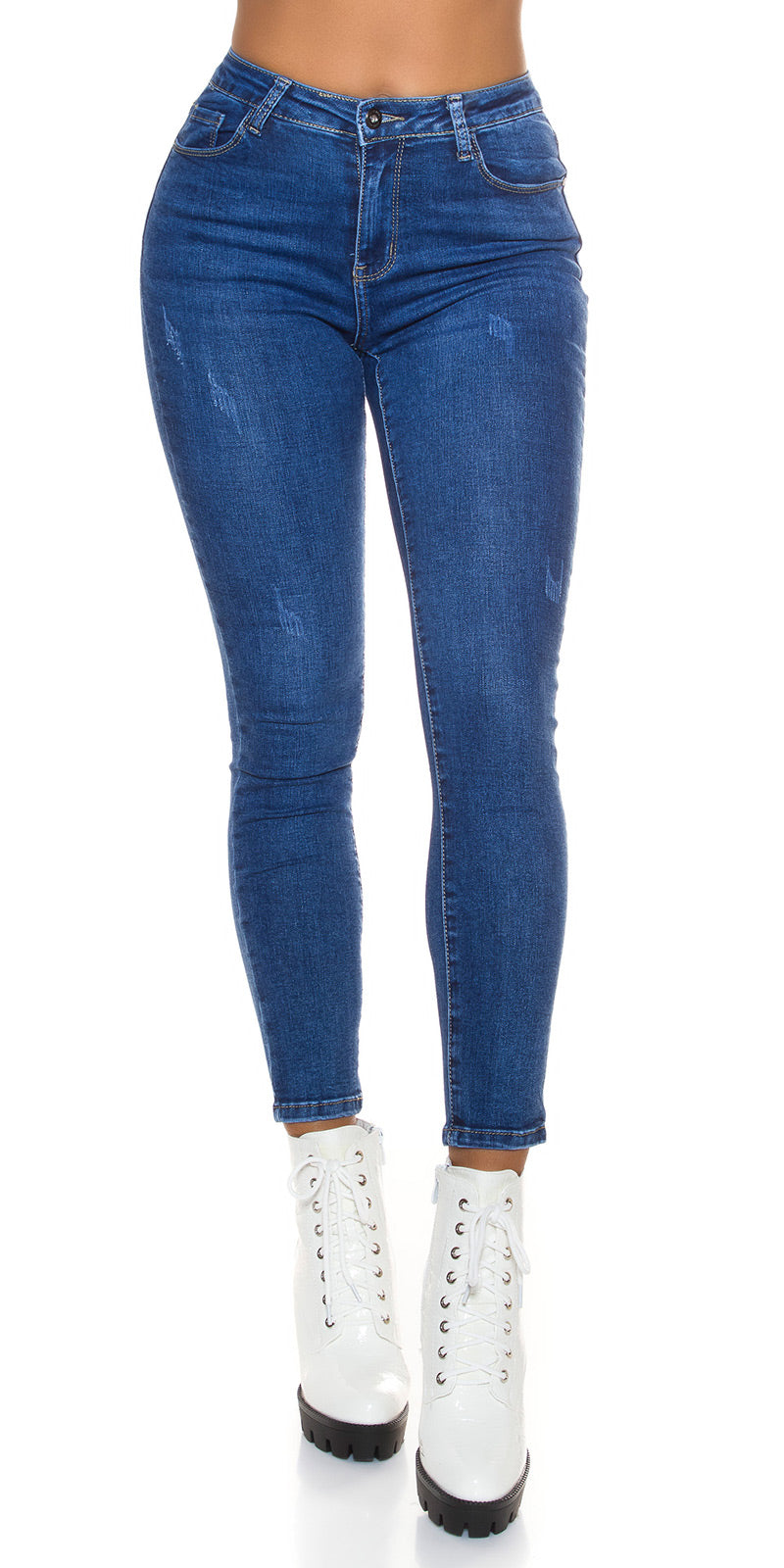 Seksowne klasyczne jeansy skinny z wysoką talią