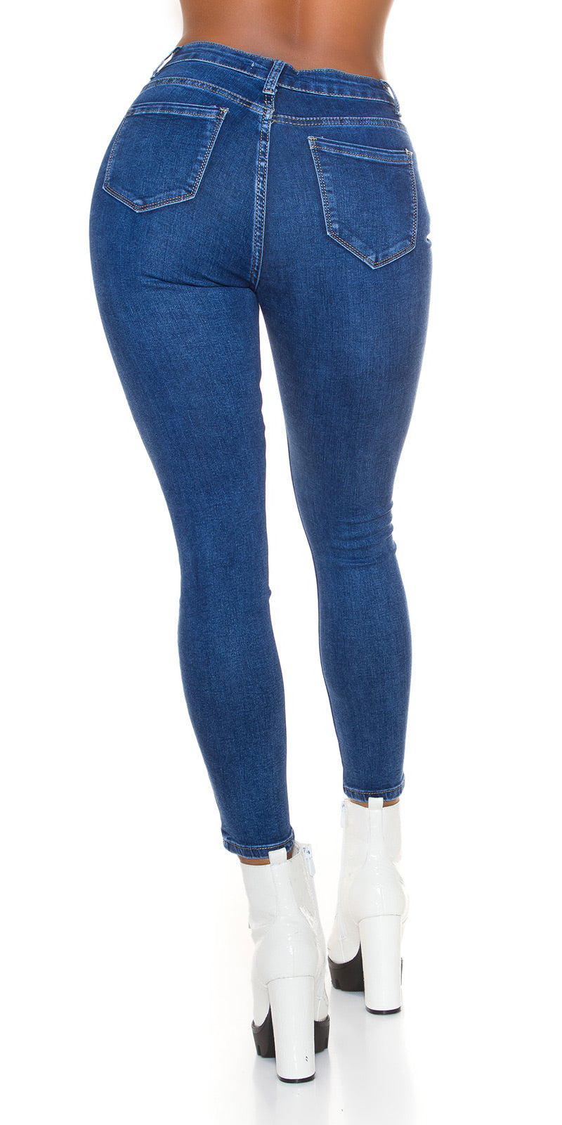 Seksowne klasyczne jeansy skinny z wysoką talią