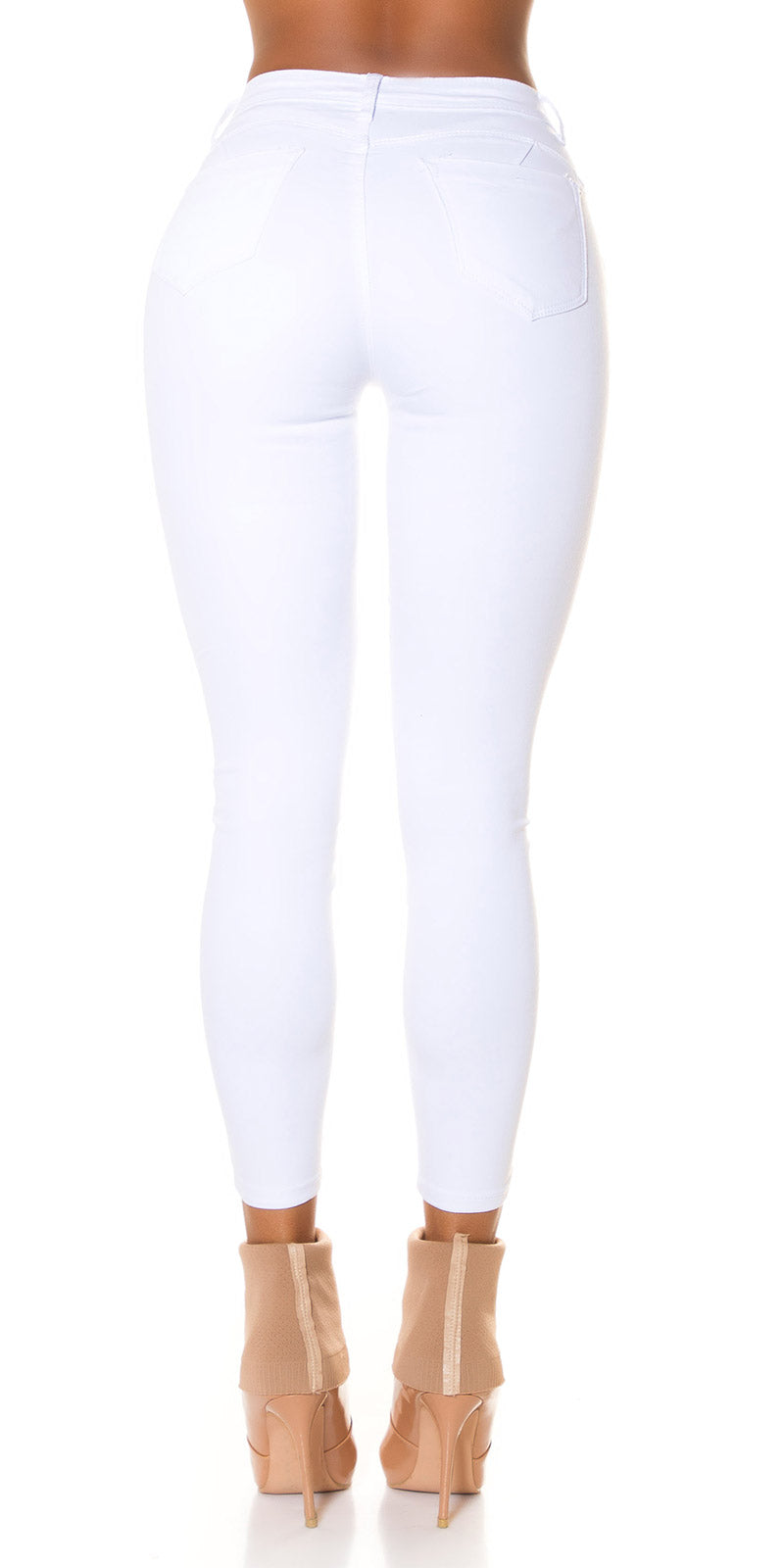 Białe jeansy skinny z wysokim stanem push up