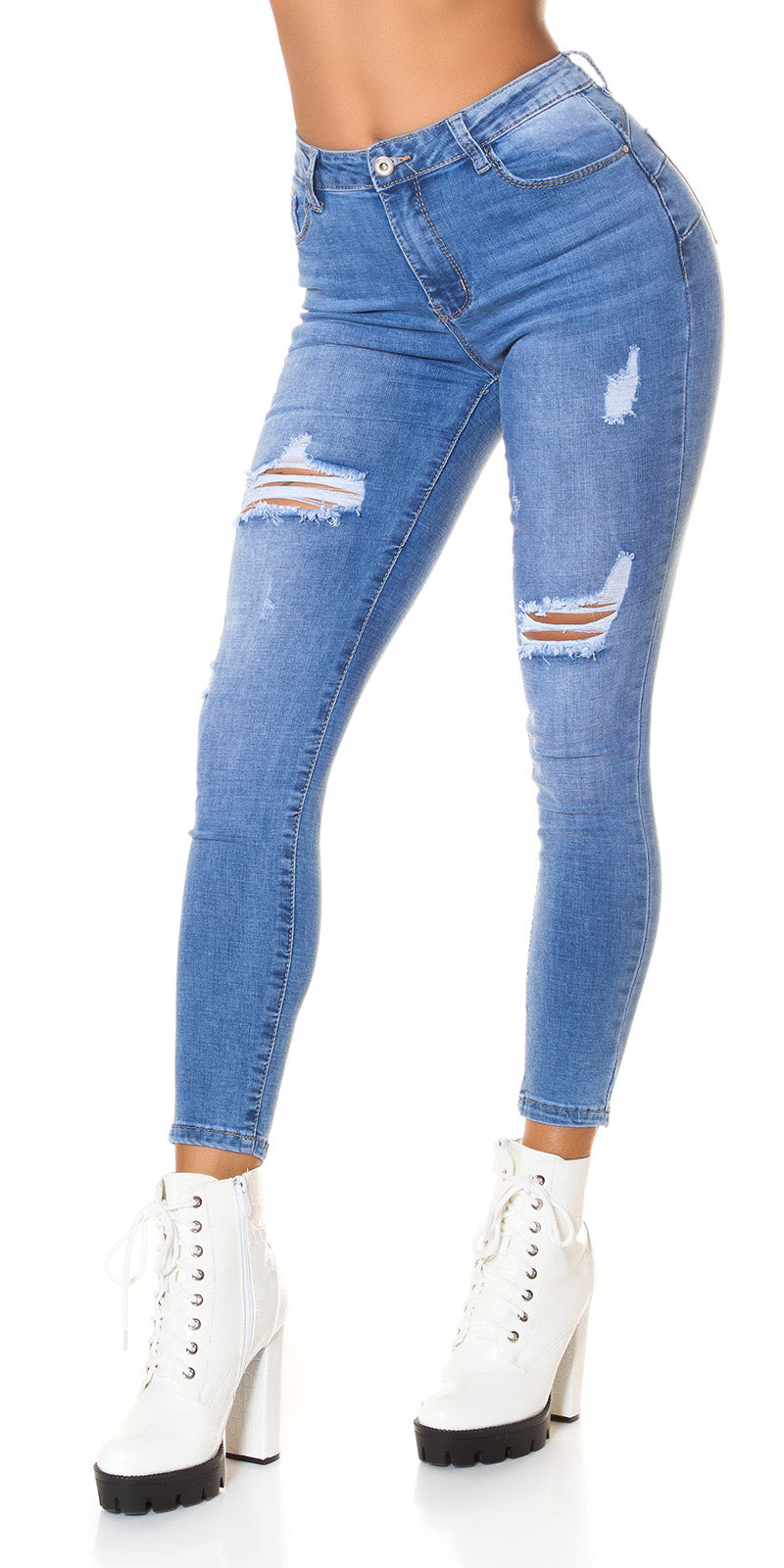 Seksowne jeansy skinny z wysokim stanem