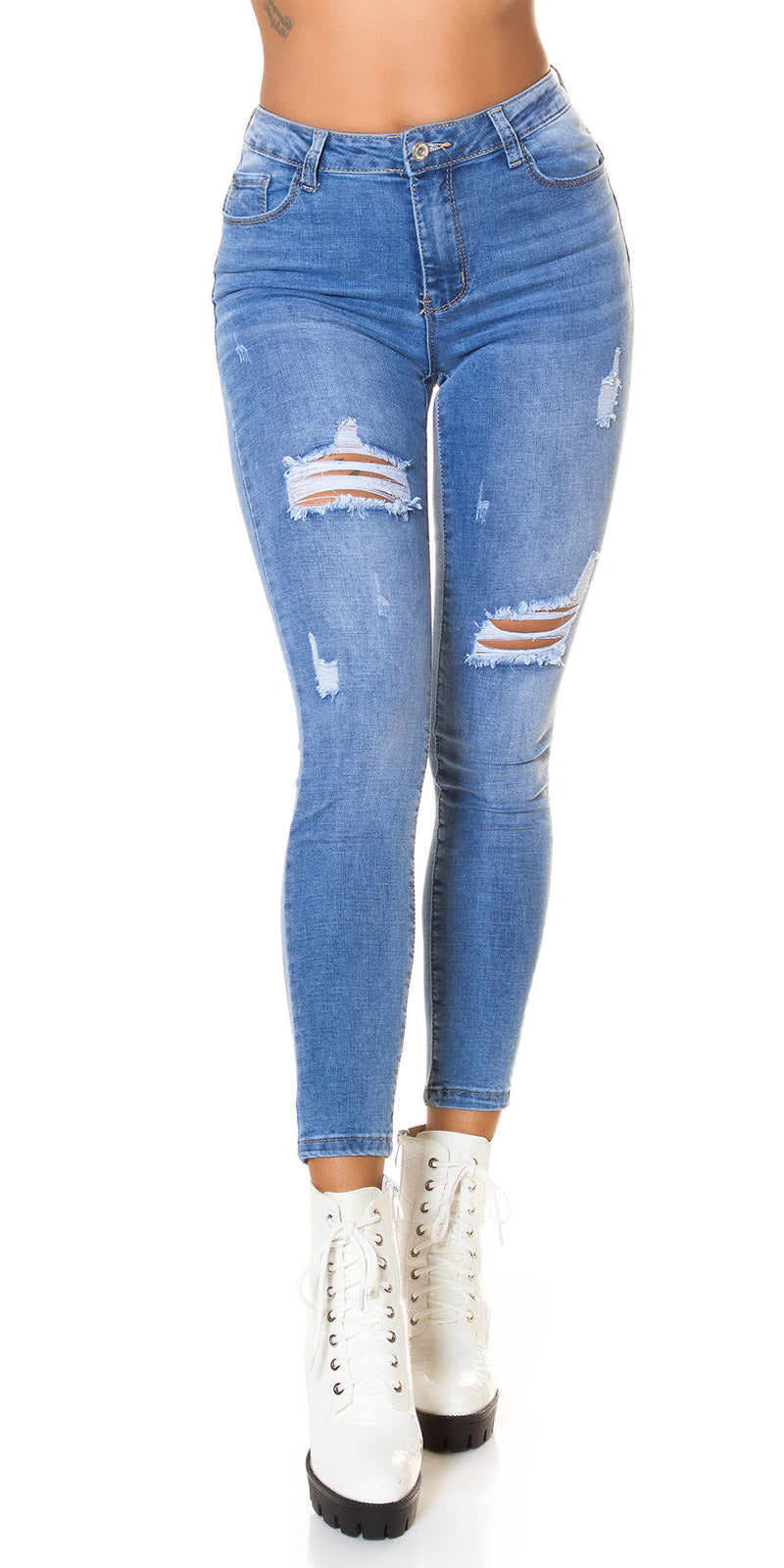 Seksowne jeansy skinny z wysokim stanem