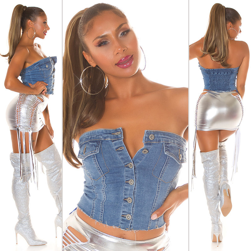 Soo Sexy! used look Jeans Bandeau Crop Top