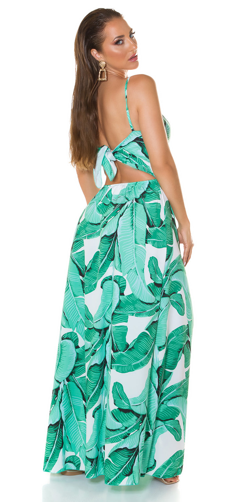 Seksowna letnia sukienka Maxidress z rozcięciem na nogawce XL