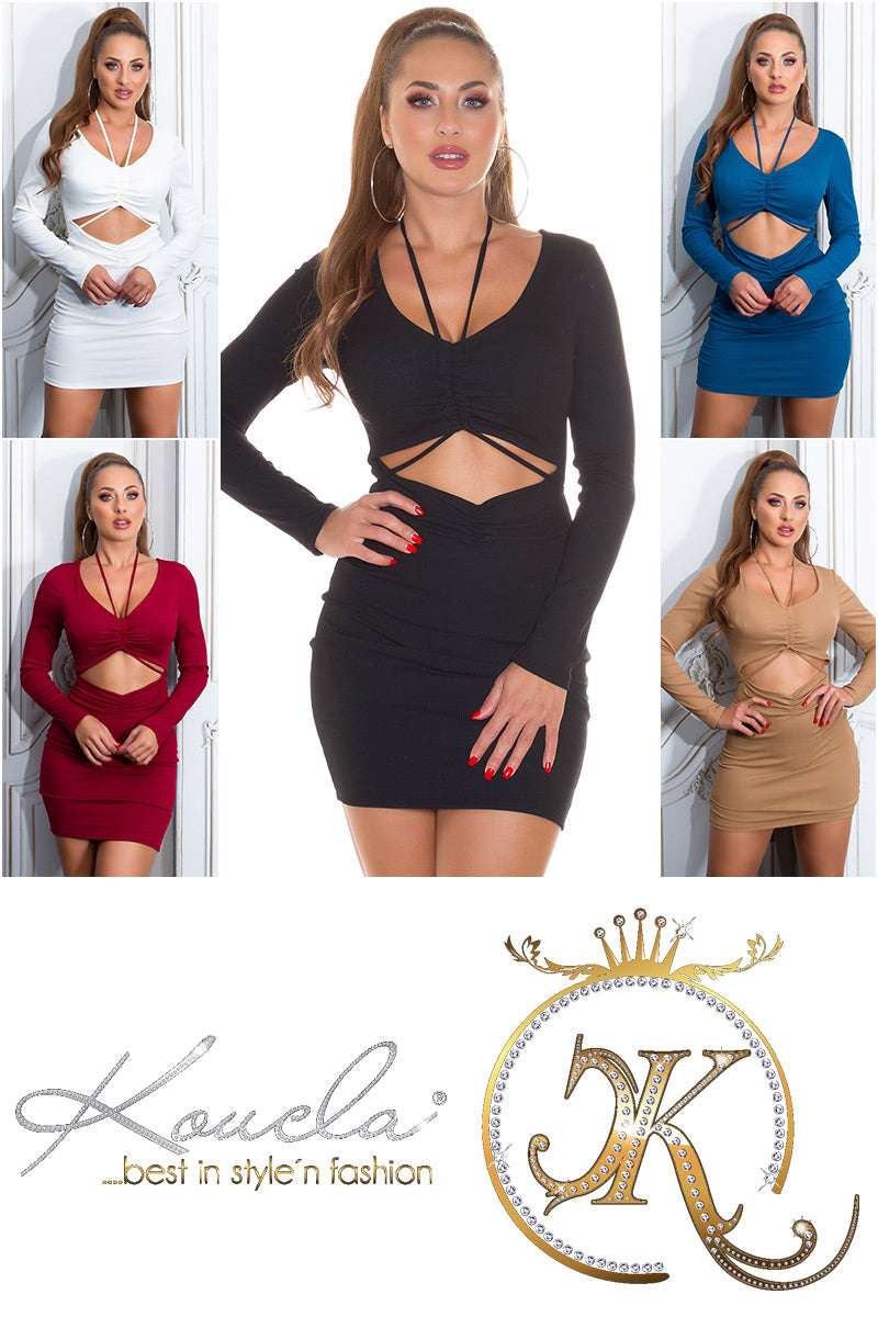 Seksowna mini sukienka bodycon z wycięciem