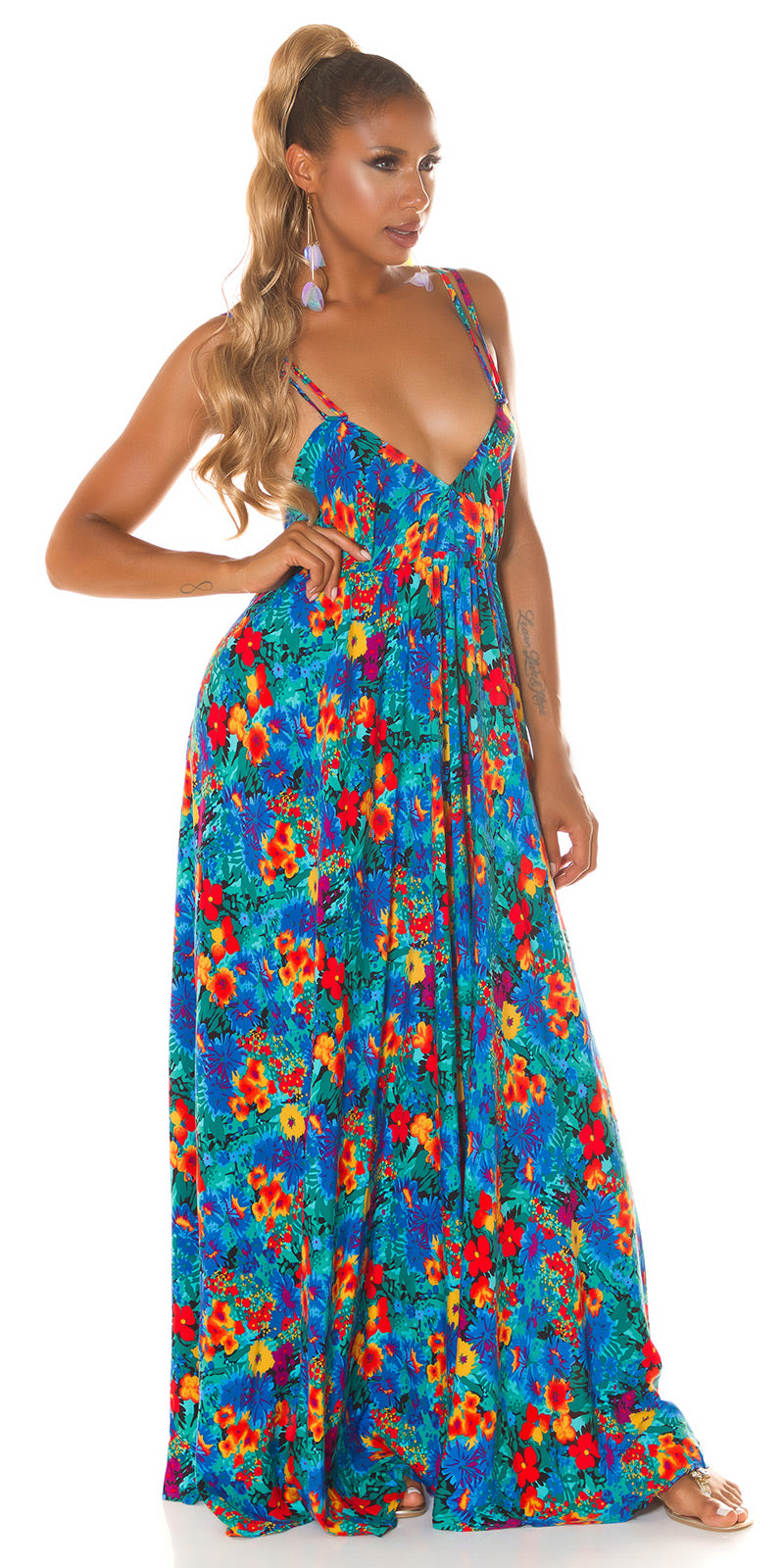 Seksowna sukienka Maxidress z niskim stanem