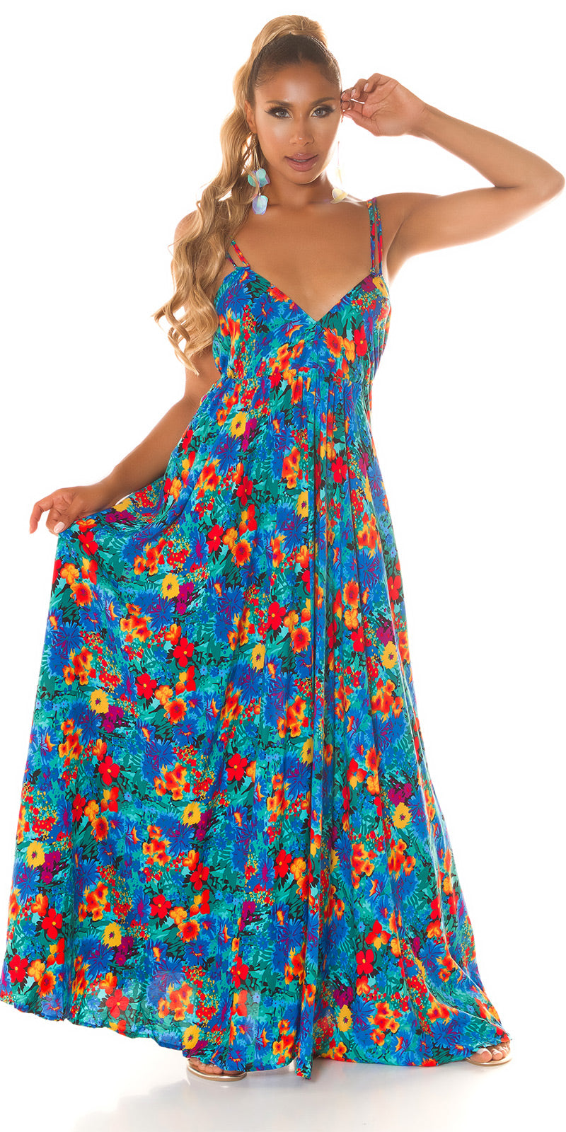 Seksowna sukienka Maxidress z niskim stanem