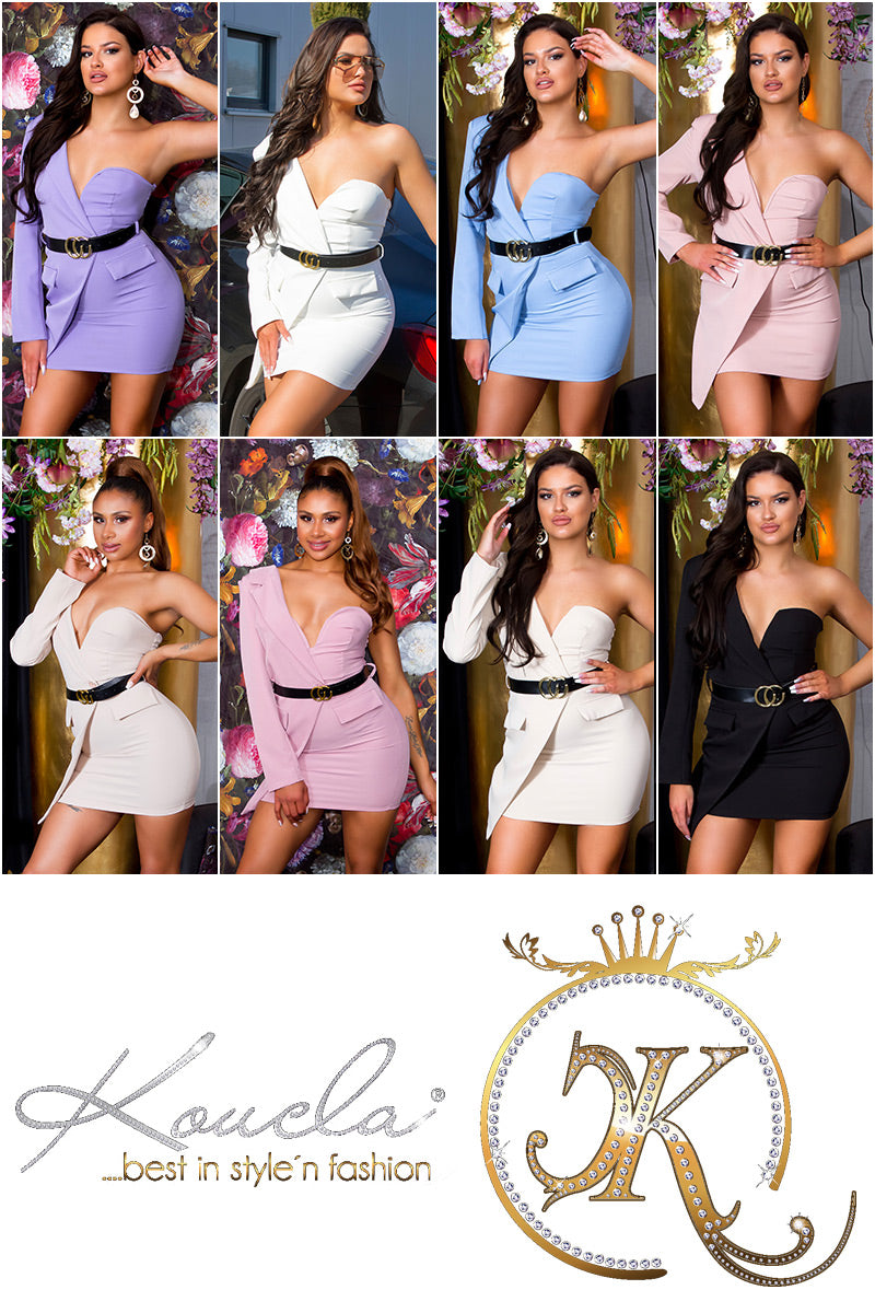 Seksowna sukienka bodycon na jedno ramię z paskiem