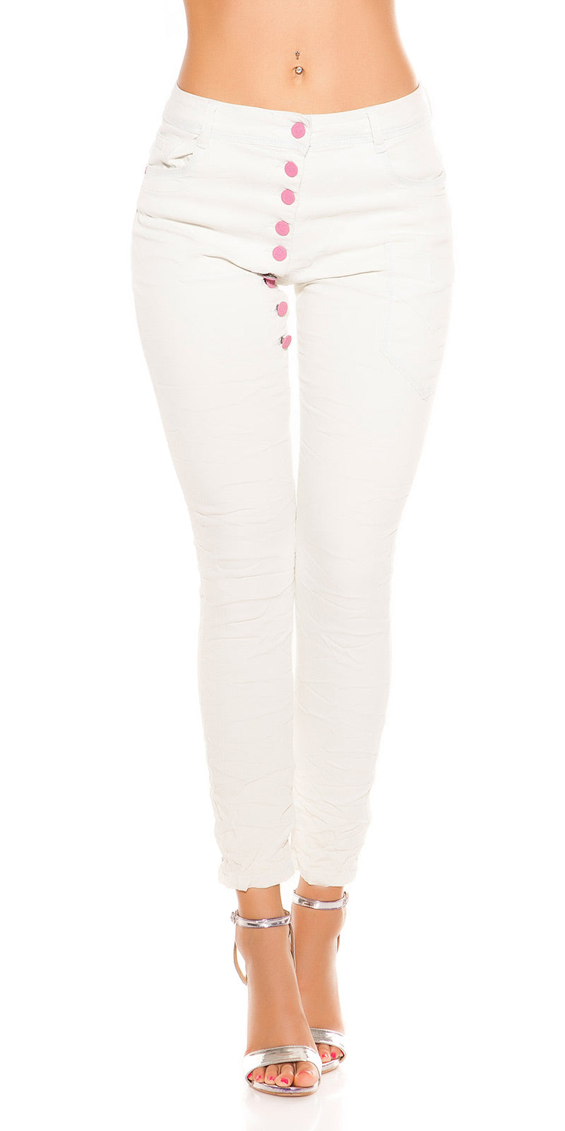 Modne spodnie Skinnies z obniżonym krokiem