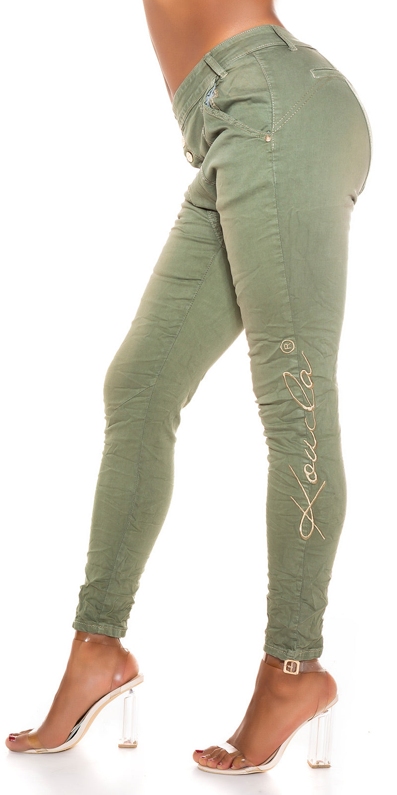 Seksowne jeansy skinny zapinane na guziki