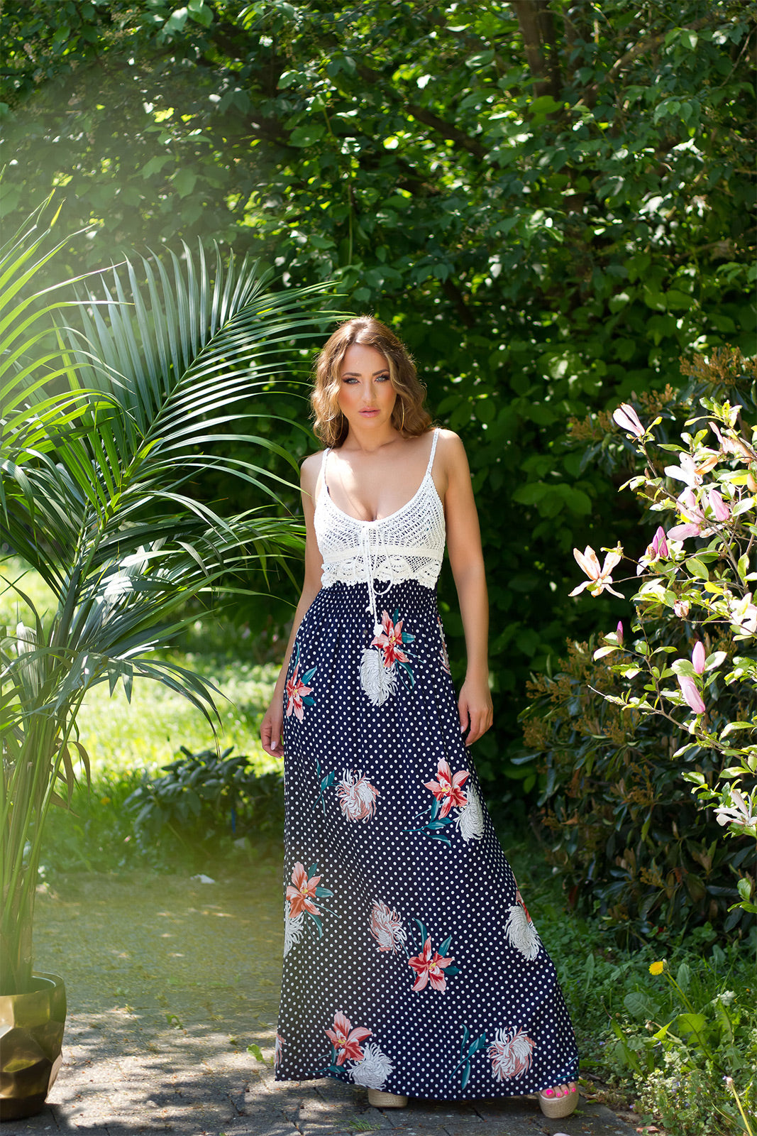 Seksowna sukienka Boho Maxidress z haftem