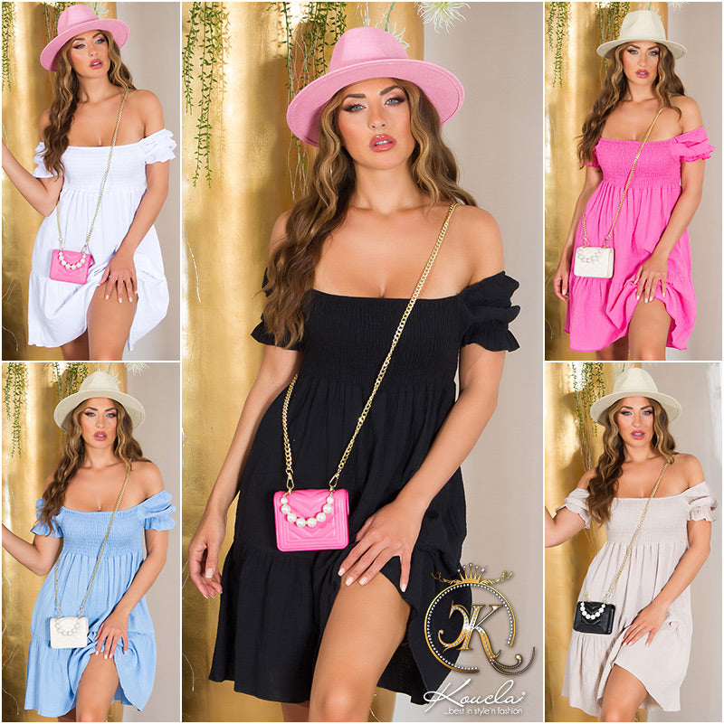 Seksowna sukienka Babydoll Musselin z odkrytymi ramionami