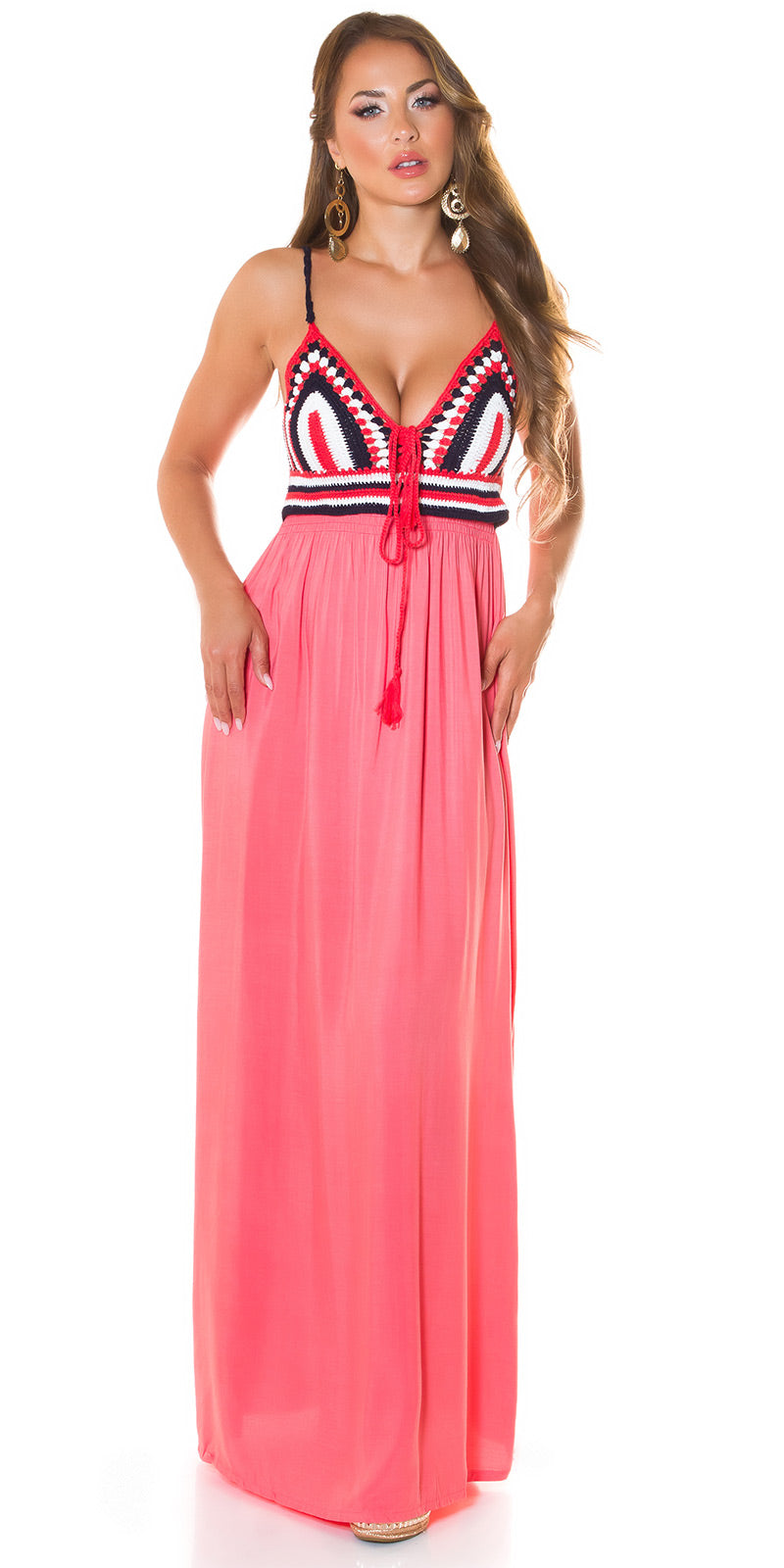 Modna letnia sukienka Maxidress z haftem