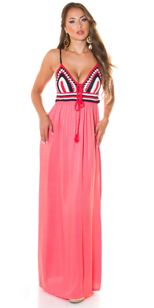 Modna letnia sukienka Maxidress z haftem