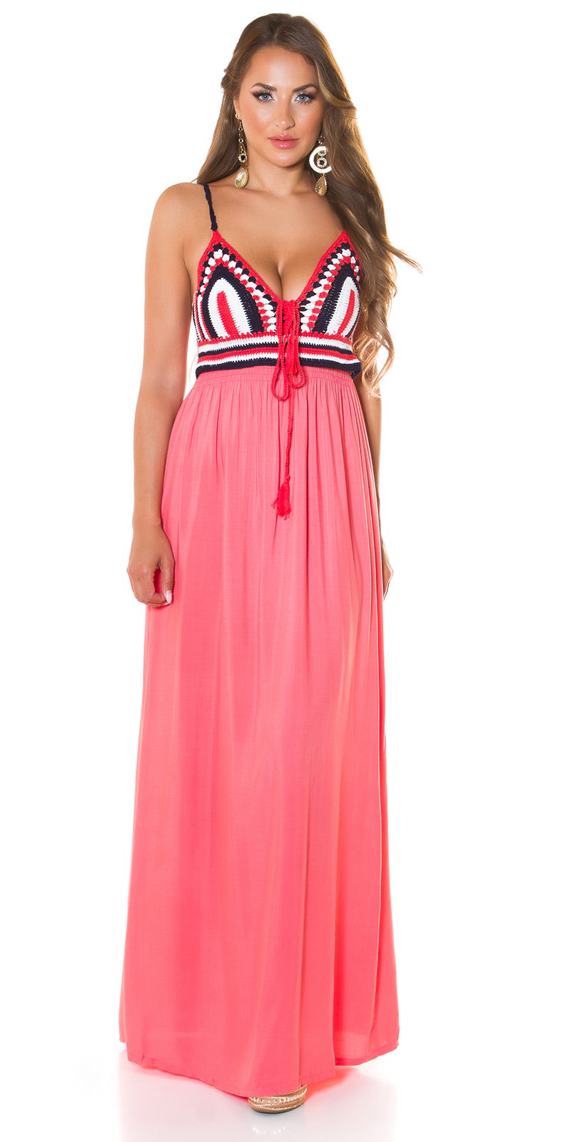 Modna letnia sukienka Maxidress z haftem