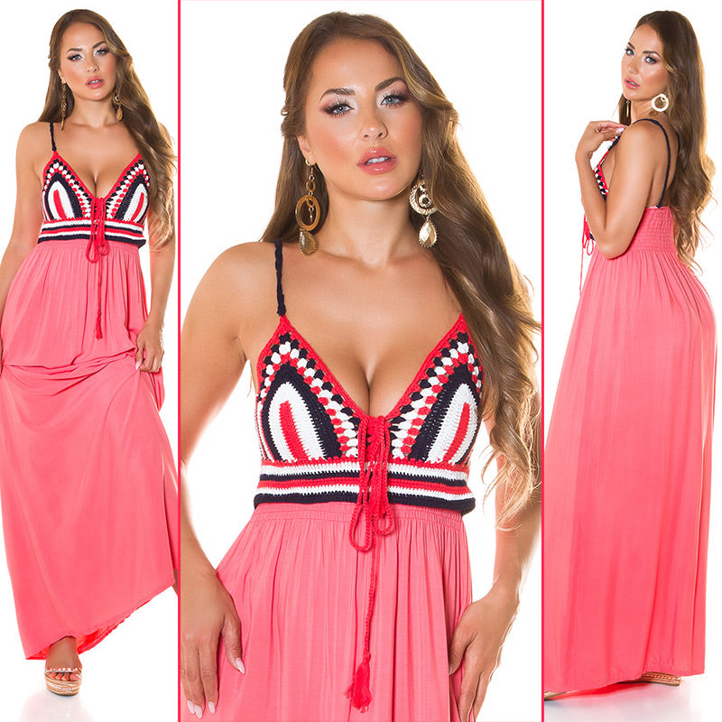 Modna letnia sukienka Maxidress z haftem