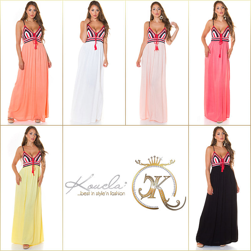 Modna letnia sukienka Maxidress z haftem