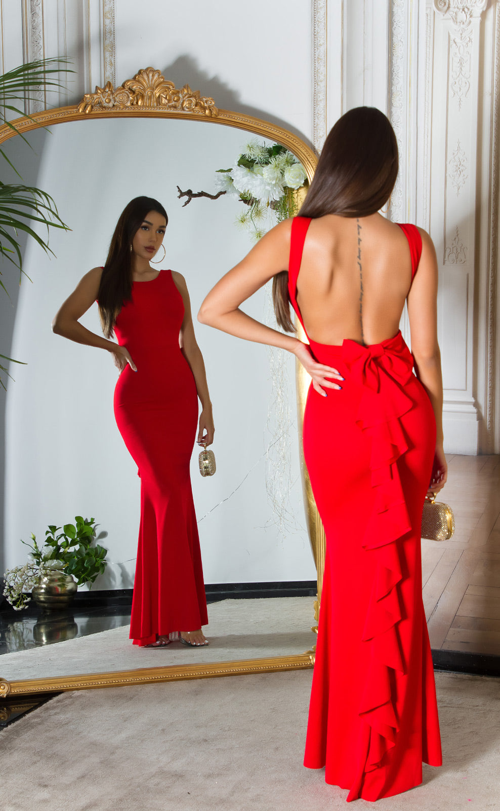 Seksowna sukienka na czerwony dywan z plecami WOW