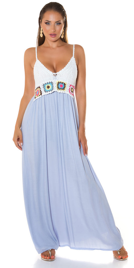 Modna sukienka Maxidress w stylu boho z haftem