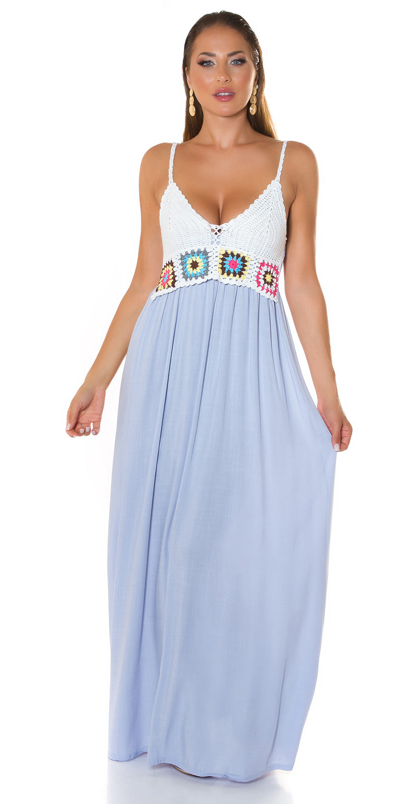 Modna sukienka Maxidress w stylu boho z haftem