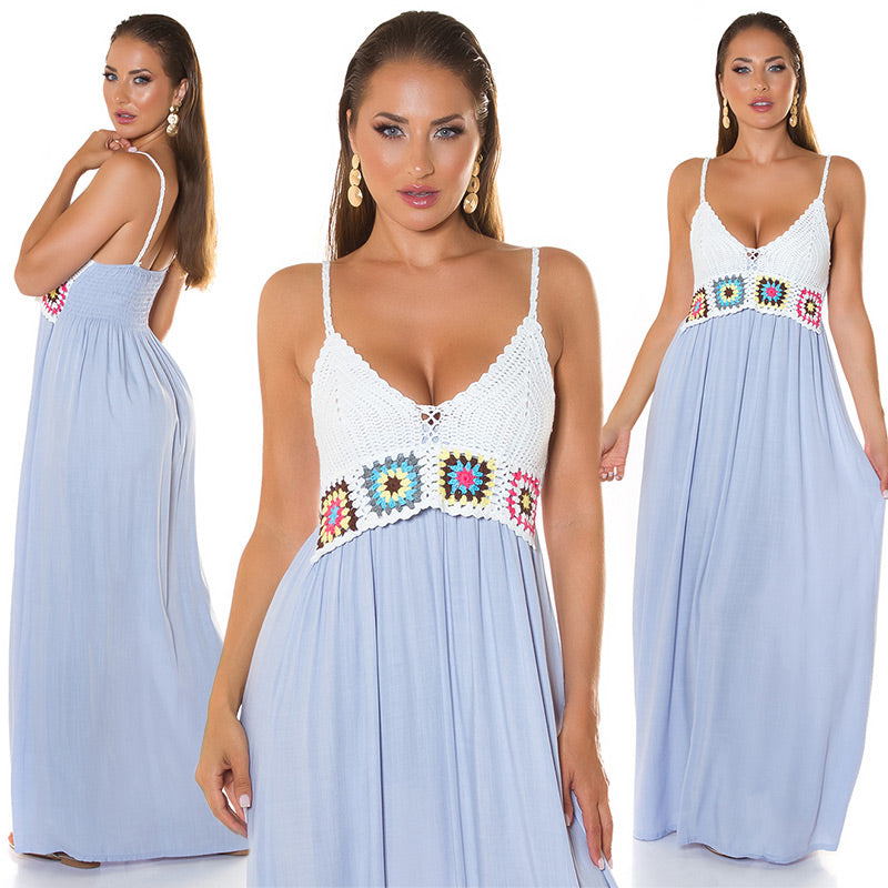 Modna sukienka Maxidress w stylu boho z haftem